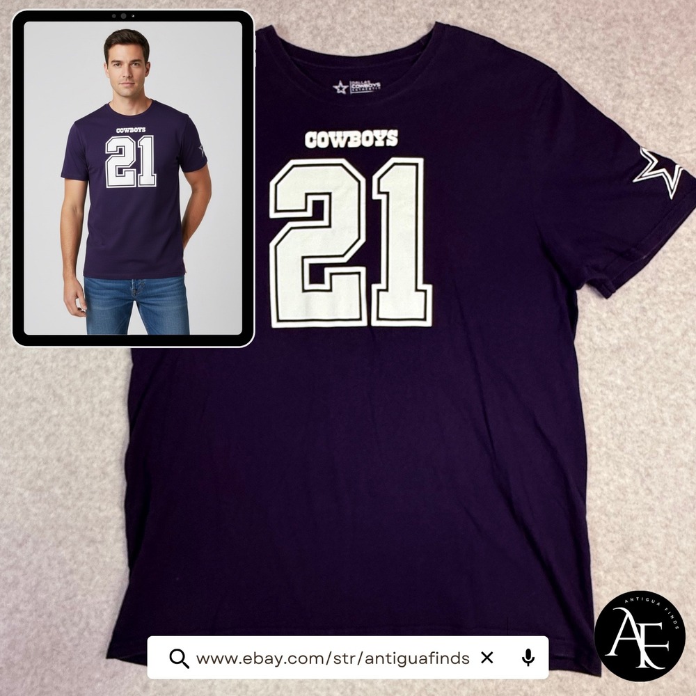 Dallas Cowboys Ezekiel‎ Elliott 21 T-Shirt Mens 2XL Navy Blue Authentic NFL Tee